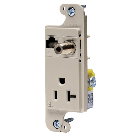 Hubbell Wiring Device-Kellems JLOAD 20A MEDIA OUTLET TR, LIGHT ALMOND RJ620LATR